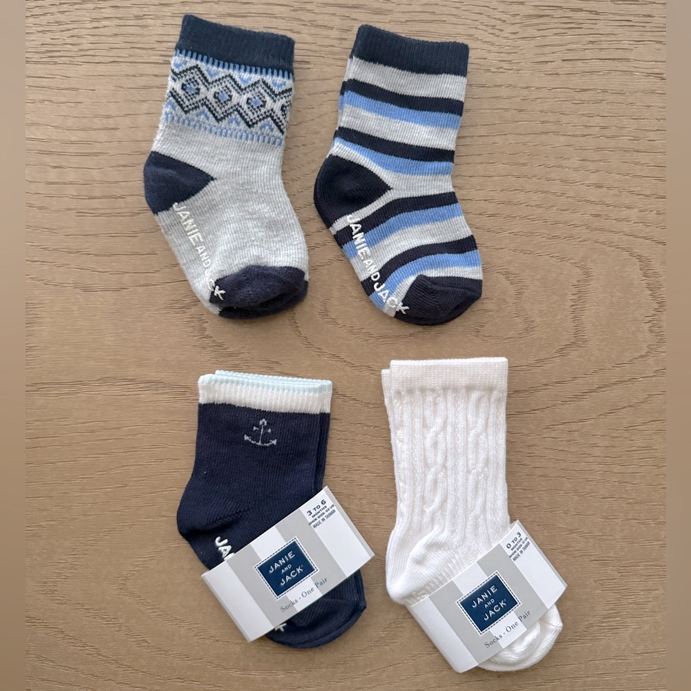 Janie and Jack Boys' Socks Set - Navy, Gray, White